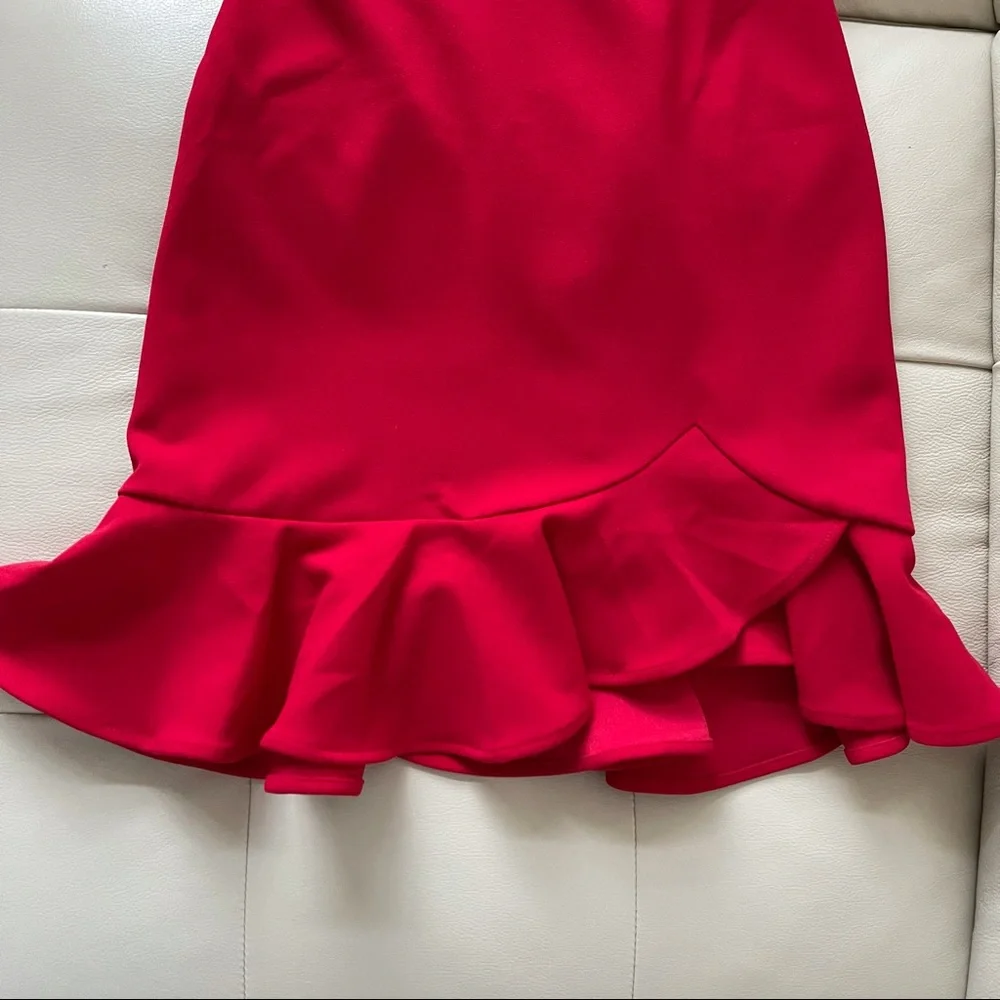 Red Dress with Ruffled Hem - Picture 4 of 7